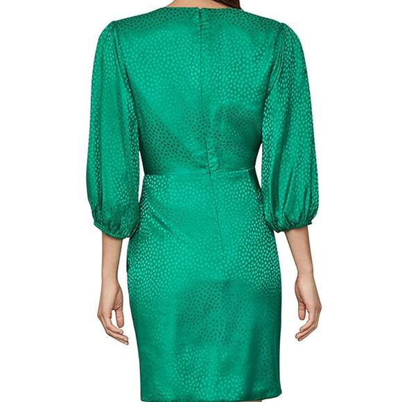 BCBGMAXAZRIA Eve Balloon Sleeve Ruffled Dress Sapphire Green 2 - Picture 3 of 13
